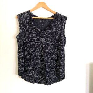 NWOT LOFT 100% Linen Knit‎ Polka Dot Sleeveless Top Size S
